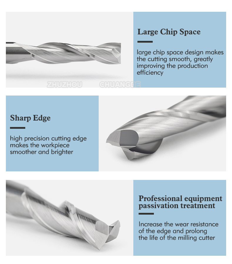 Solid Carbide 2 Flutes Square End Mill For Wood On Sale