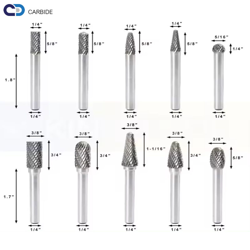 YG6 YG8 YG8C YG11C YG15C Carbide Cutting Rotary Burr Cutter Bits Rotary File Burring Tools Tungsten Carbide Burr Set