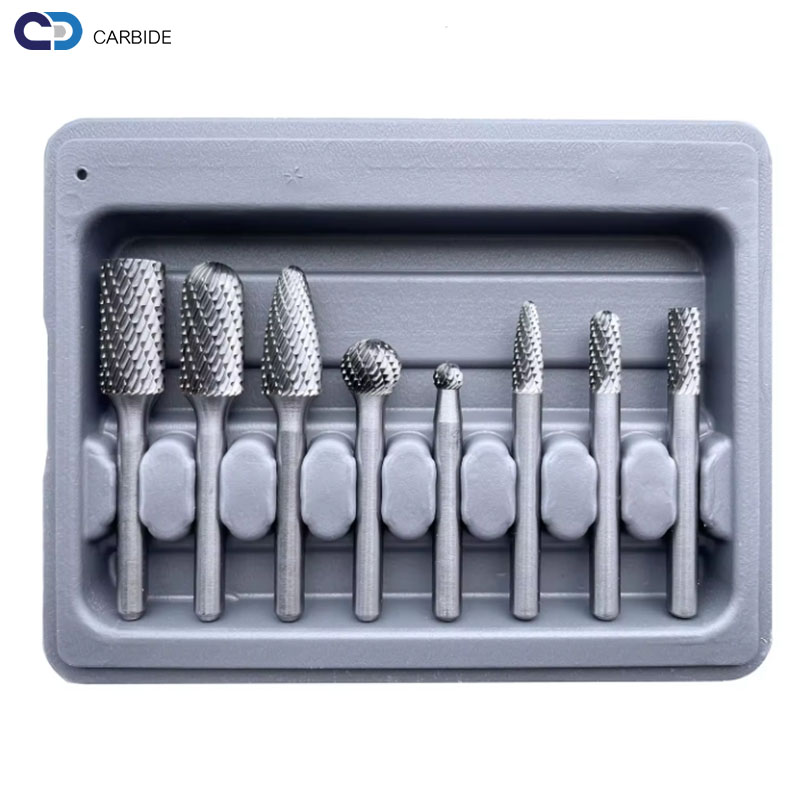 YG6 YG8 YG8C 8Piece Carbide Burr Set Carbide Cutting Rotary Burr Cutter Bits Rotary File Burring Tools Metal Wood Carving Drill ﻿