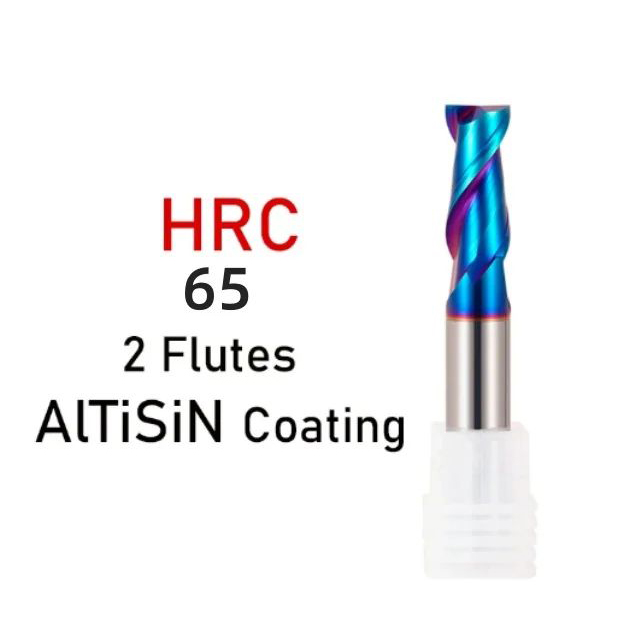 HRC65 2 flute solid tungsten carbide flat end mill cutter for hardness steel