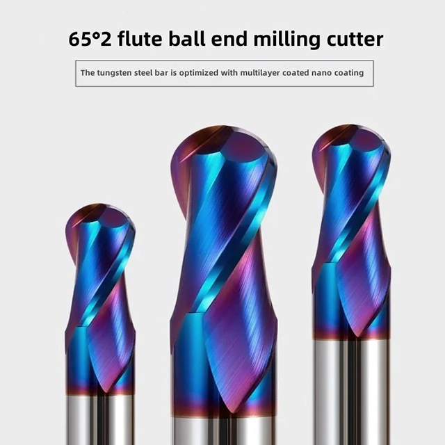 HRC65 High Hardness Solid Carbide End Mills With Blue Coated 2/4 Flute Flattened Endmill