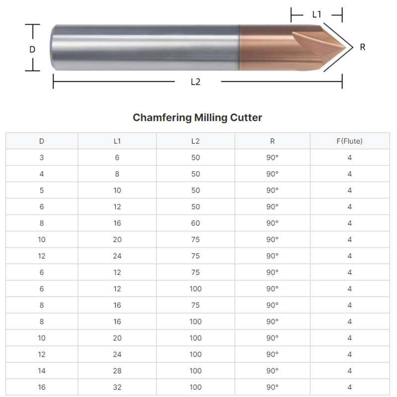 Wholesale 60 Degree 90 Degree 120 degree Carbide Chamfer Mill 3 Flutes  End Mill CNC Milling Cutter