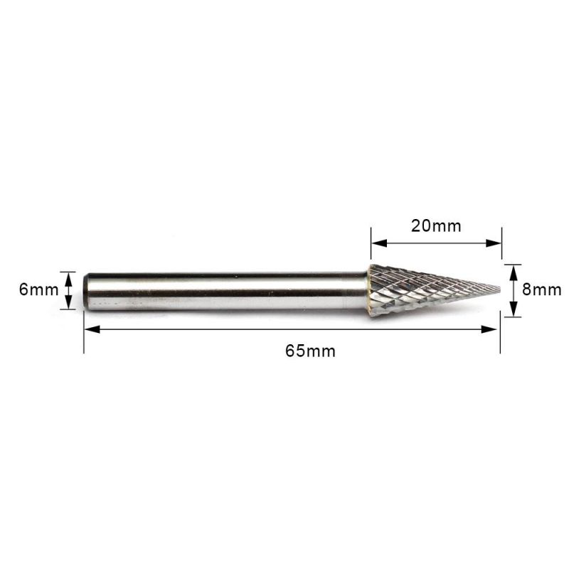 SM Cone Pointed Shape Carbide Cutting Burr Rotary Burr Cutter Bits 